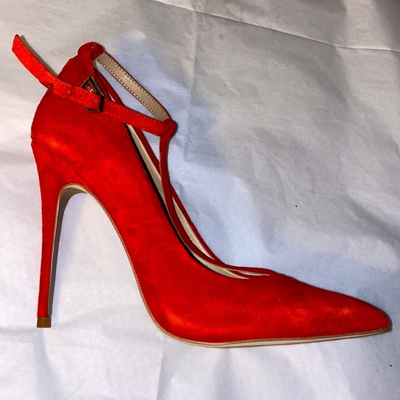 NEW Sam Edelman Suede Red Pointed Toe High Heels - Picture 3 of 7